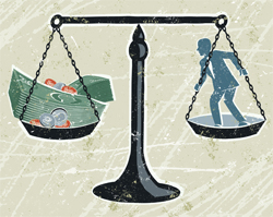 Man Balancing on Scales